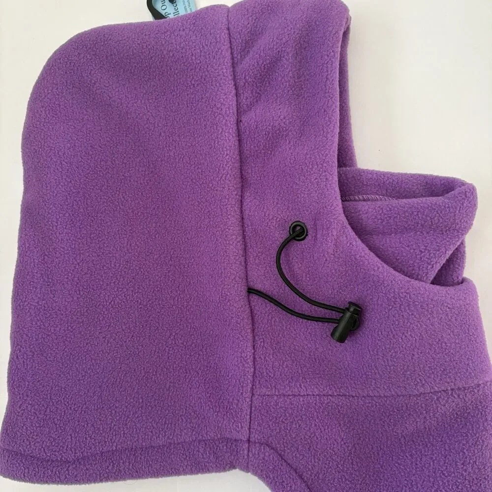 Girls Ski Mask Purple Ages 4-12 Winter Fleece Hat Neck Warmer Full Face NEW